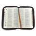 Biblia NTR [copertă maro cu fermoar și capsă, margini argintii, index]