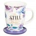 Cană din ceramică cu capac - "Be still and know"