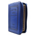 Biblia bilingvă Engleză-Română [format mediu, fermoar, margini aurii, index, albastră]
