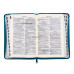 Biblia - format mediu [copertă turcoaz floral, index, margini argintii, cu fermoar]