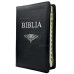 Biblia - format mare [copertă din piele naturală neagră, fermoar, margini argintii, index]