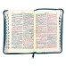 Biblia - format mare [copertă turcoaz-floral, index, margini aurii, cu fermoar]